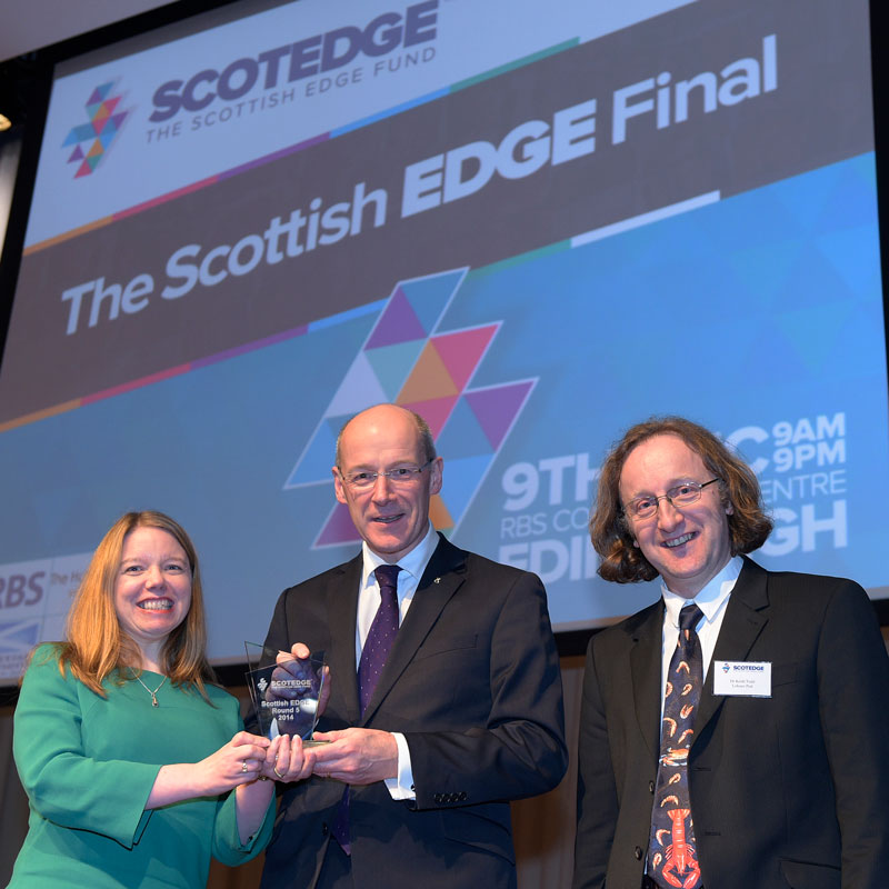 Errin Todd, John Sinmney Dr Keith Todd - Todd Fish Tech Wins Scottish Edge awards for their Lobster Pod system.