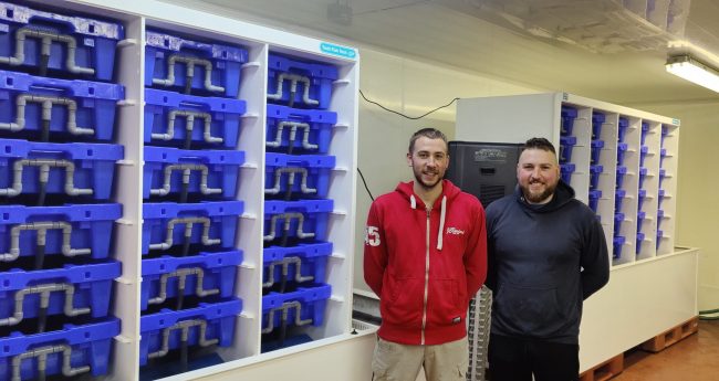 Rodney and Wayne McCullough from Kilkeel with their Lobster Pods Rodney and Wayne McCullough from Kilkeel with their Lobster Pods from Todd Fish Tech