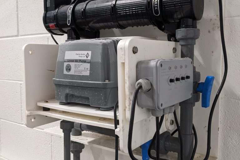 UV Sterliser, air pump and switch block on a Crab Pod